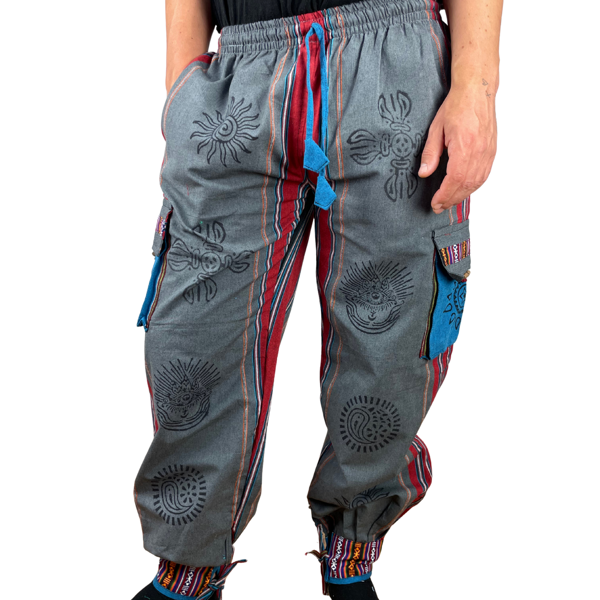 Goa Hose Grau Bunt mit Taschen