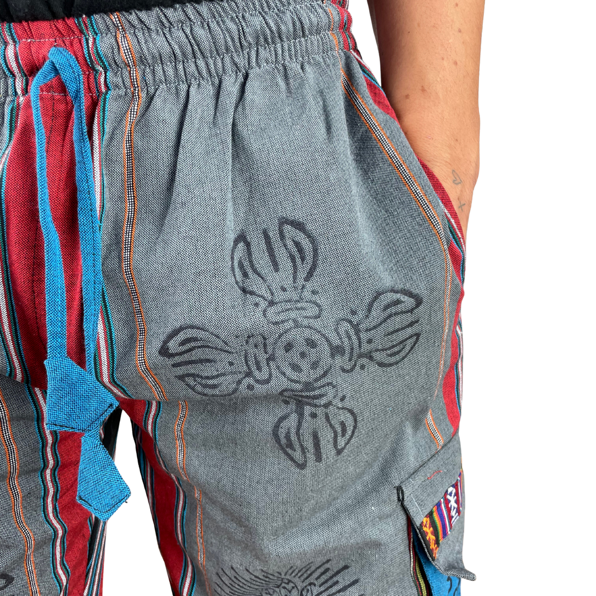 Goa Hose Grau Bunt mit Taschen