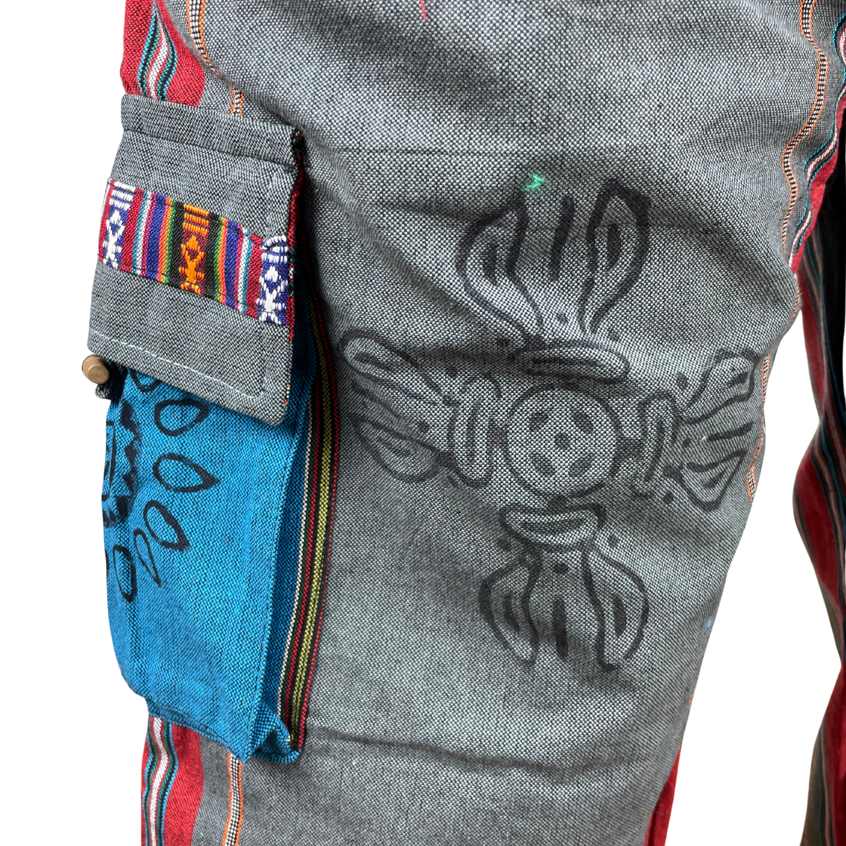 Goa Hose Grau Bunt mit Taschen