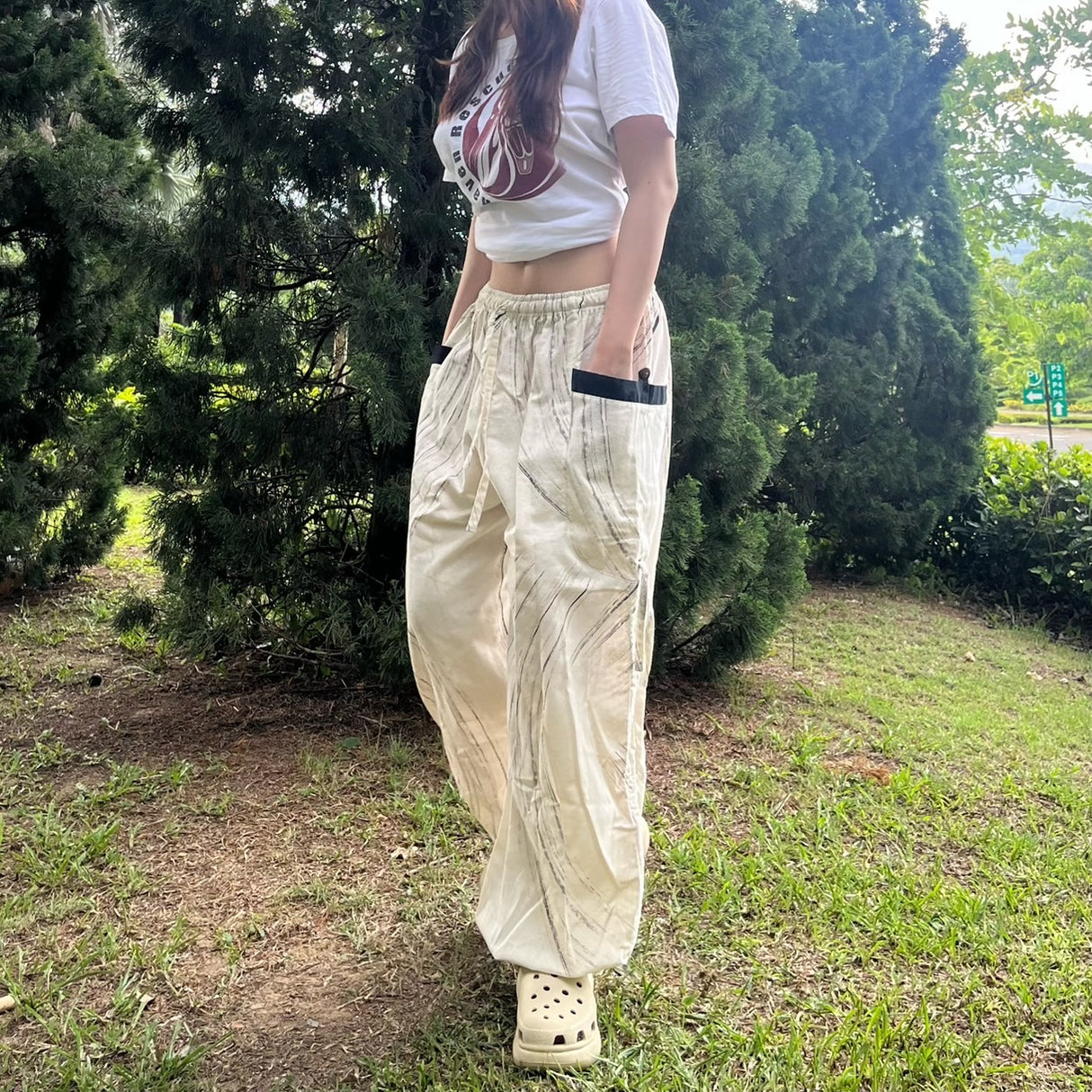 Goa Hose weiß aus weicher Baumwolle Unisex Einheitsgröße flexibel weich gemütlich