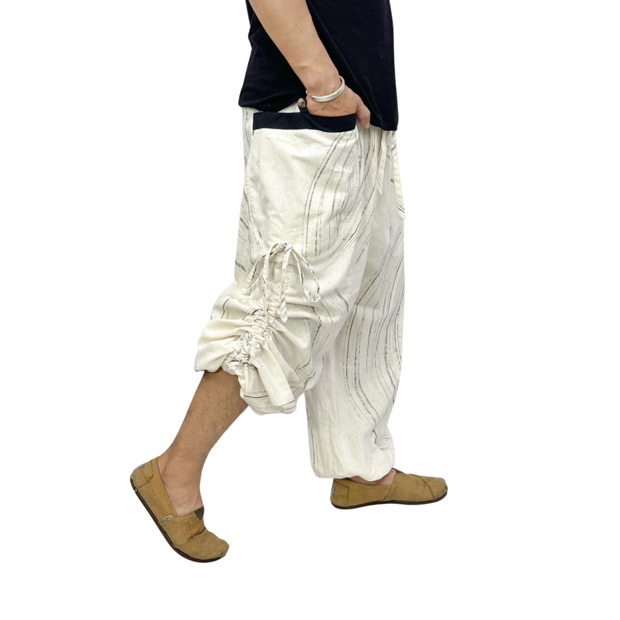 Goa Hose weiß aus weicher Baumwolle Unisex Einheitsgröße flexibel weich gemütlich