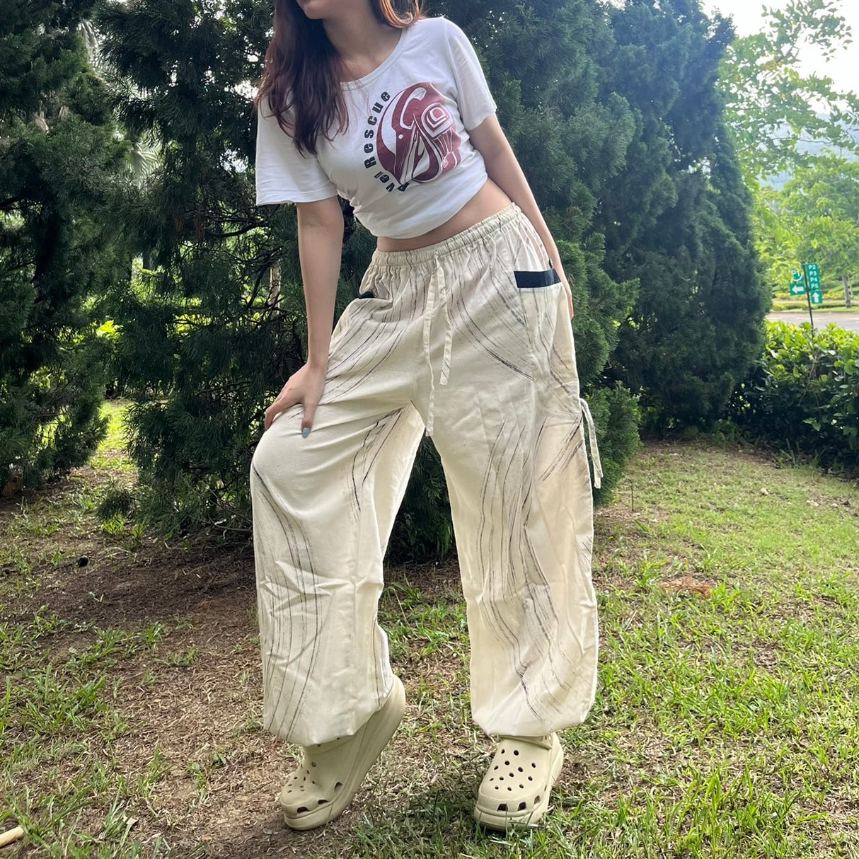 Goa Hose weiß aus weicher Baumwolle Unisex Einheitsgröße flexibel weich gemütlich