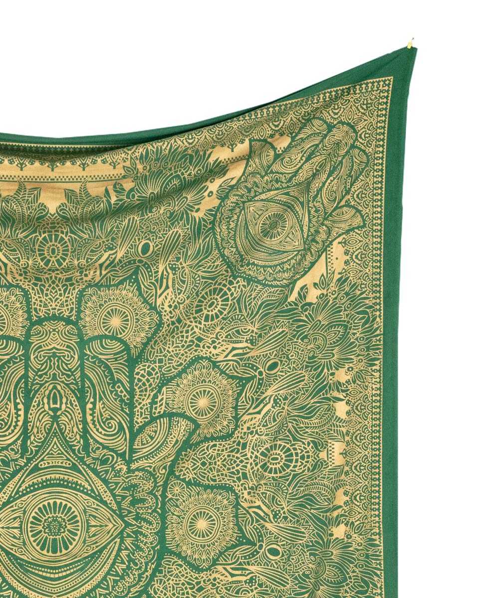 Gold Wandtuch Fatimas Hand grün - groß ca. 230x210 cm