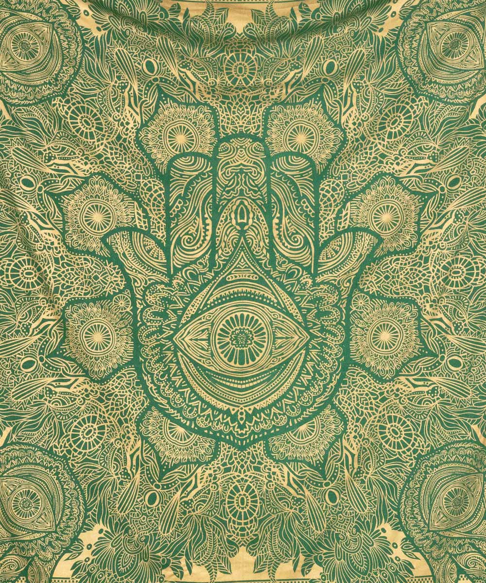 Gold Wandtuch Fatimas Hand grün - groß ca. 230x210 cm