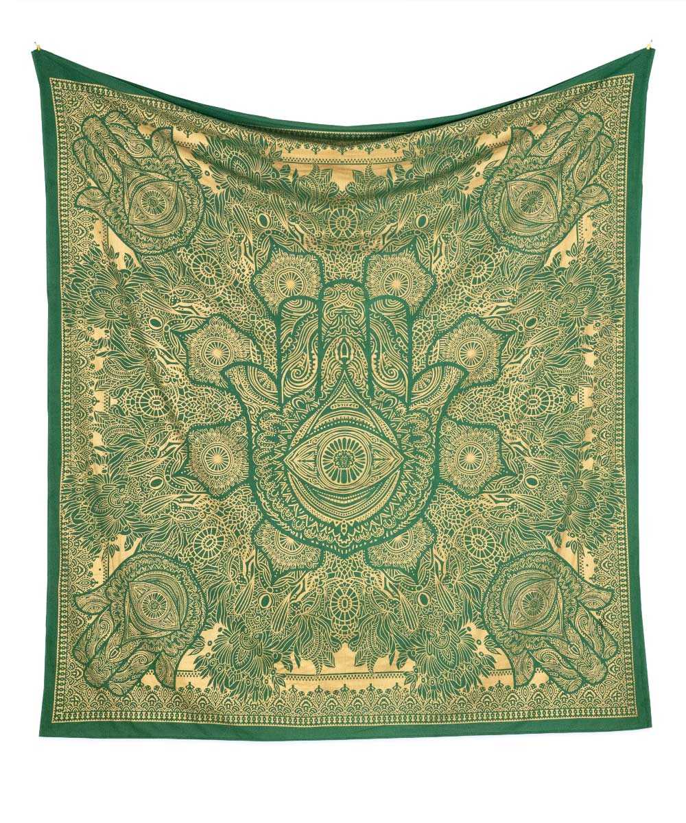 Gold Wandtuch Fatimas Hand grün - groß ca. 230x210 cm