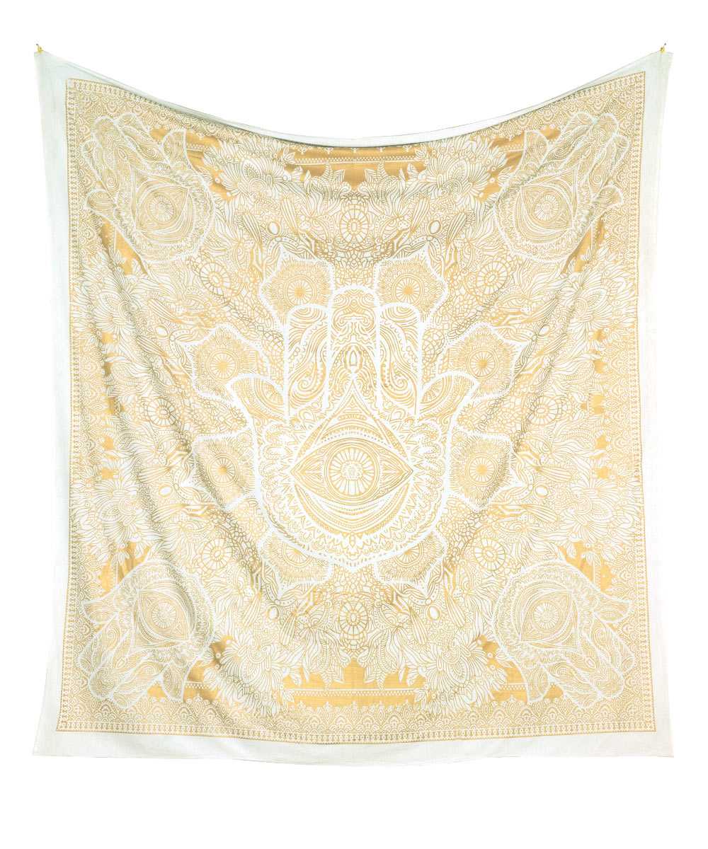 Gold Wandtuch Fatimas Hand weiß - groß ca. 230x210 cm