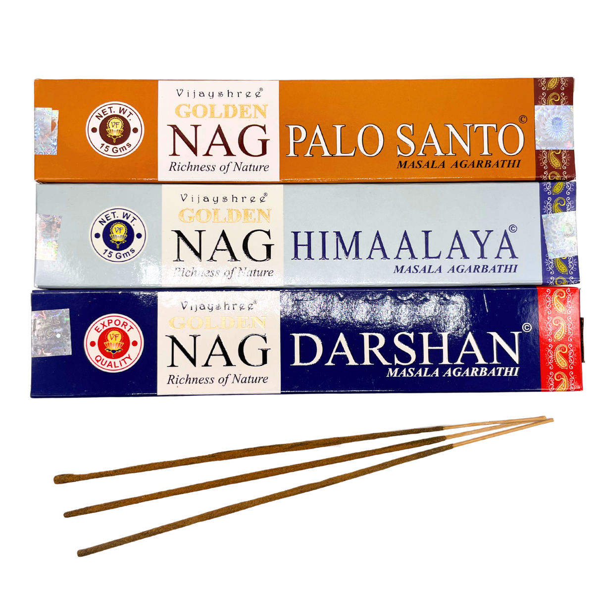 Reinigung & Ausrichtung Räucherstäbchen-Set | Golden Nag Palo Santo, Himalaya & Darshan