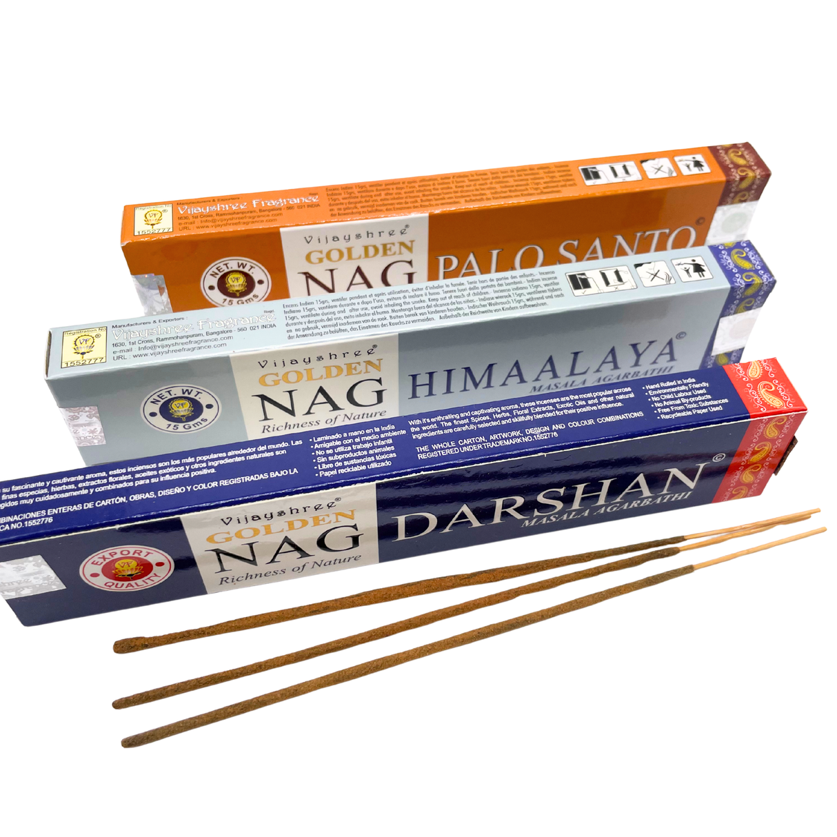 Reinigung & Ausrichtung Räucherstäbchen-Set | Golden Nag Palo Santo, Himalaya & Darshan