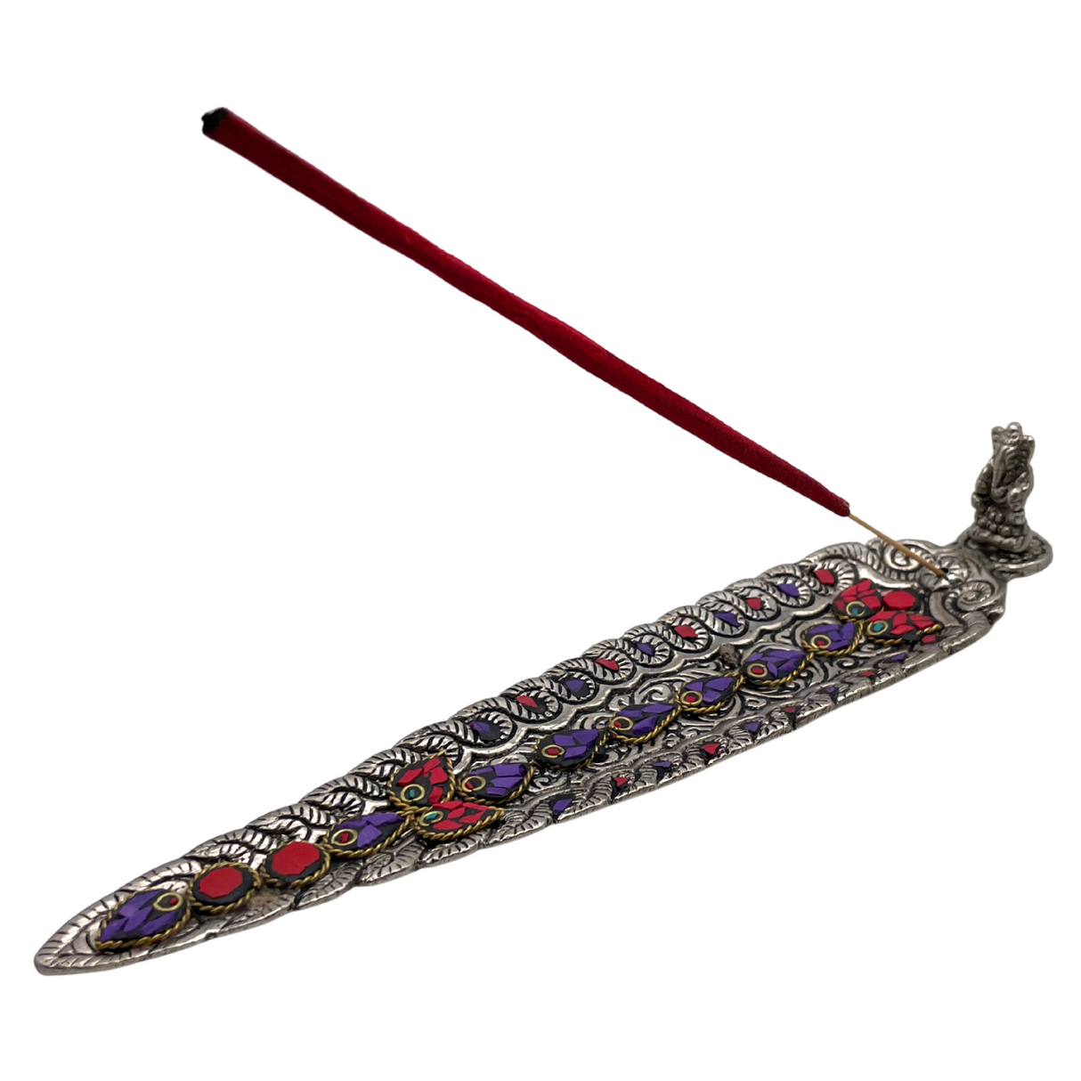 Räucherstäbchenhalter Ganesha aus Messing mit Mosaik