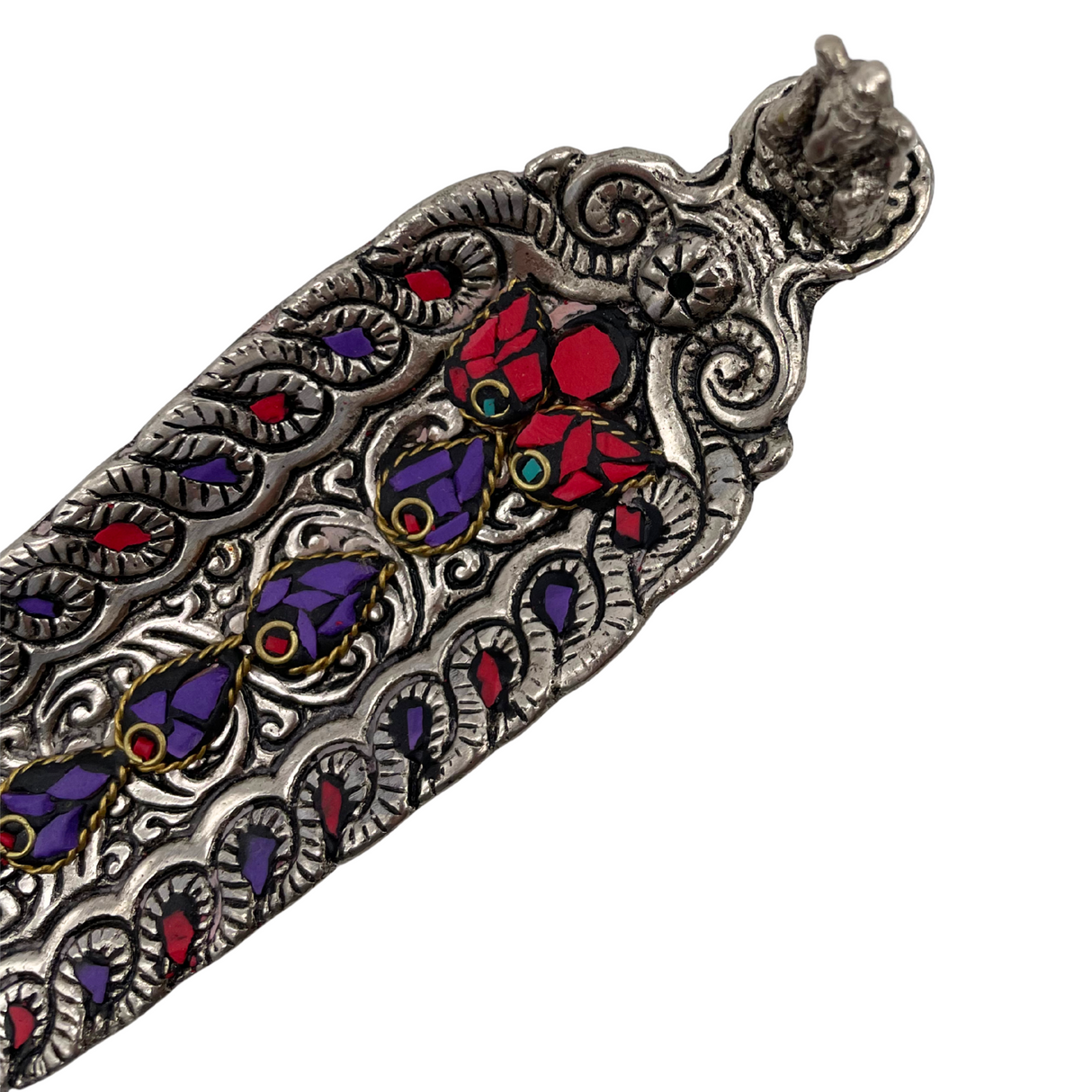 Räucherstäbchenhalter Ganesha aus Messing mit Mosaik