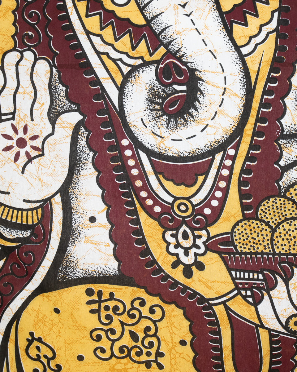 Wandtuch mit Hindu Gott Ganesha, dem Elefantengott in braun gelb 2x2 m aus 100% Baumwolle