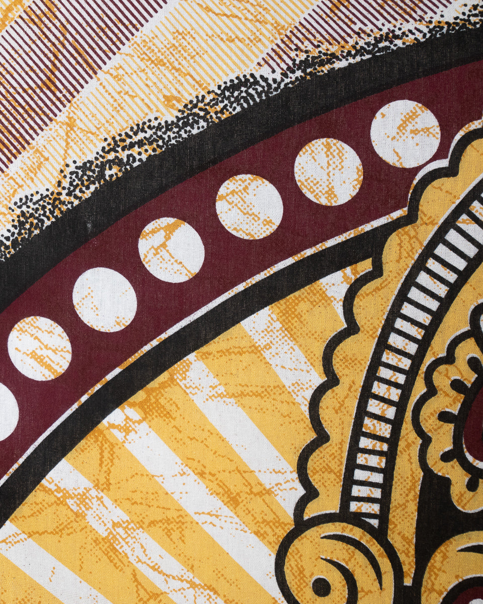 Wandtuch mit Hindu Gott Ganesha, dem Elefantengott in braun gelb 2x2 m aus 100% Baumwolle