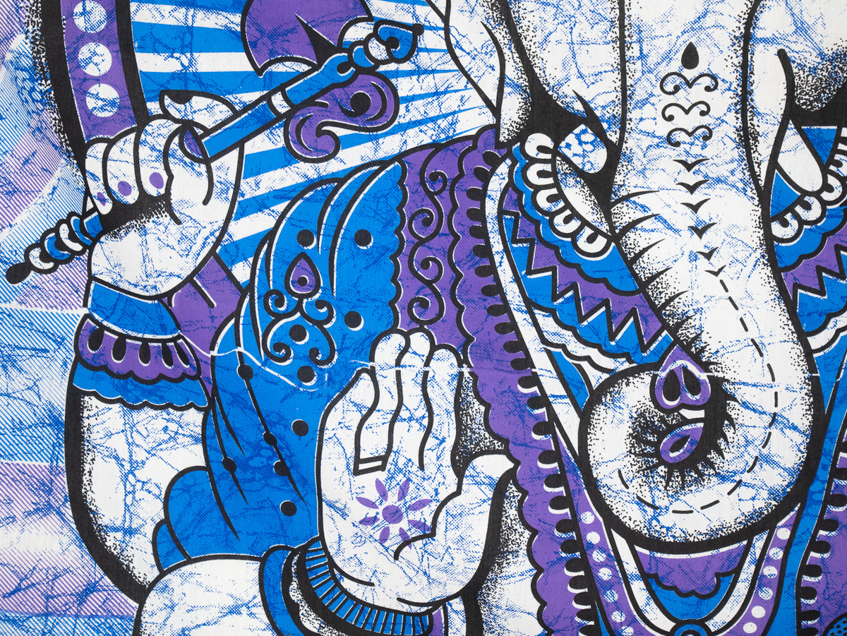 Wandtuch mit Hindu Gott Ganesha, dem Elefantengott in lila 2x2 m aus 100% Baumwolle
