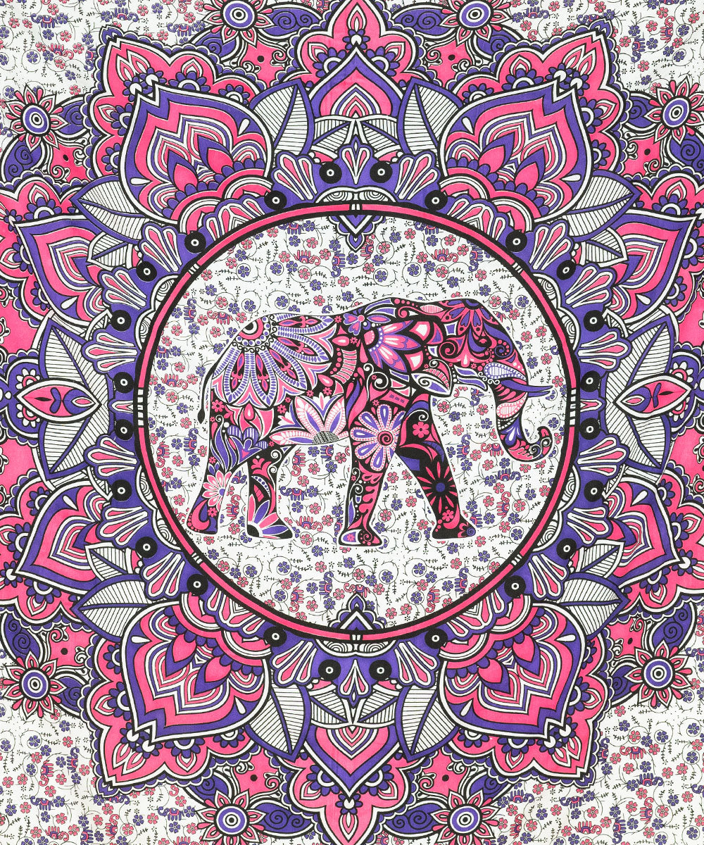 Wandtuch Lotus Elefant rosa lila