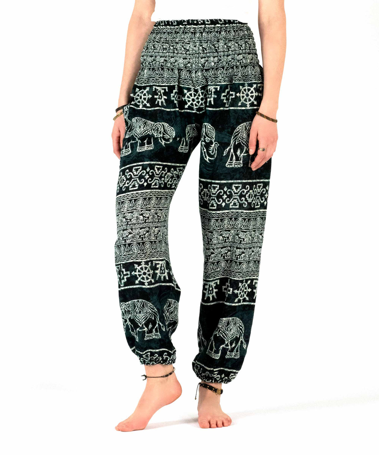 Haremshose Elefanten schwarz weiß - Vorderseite