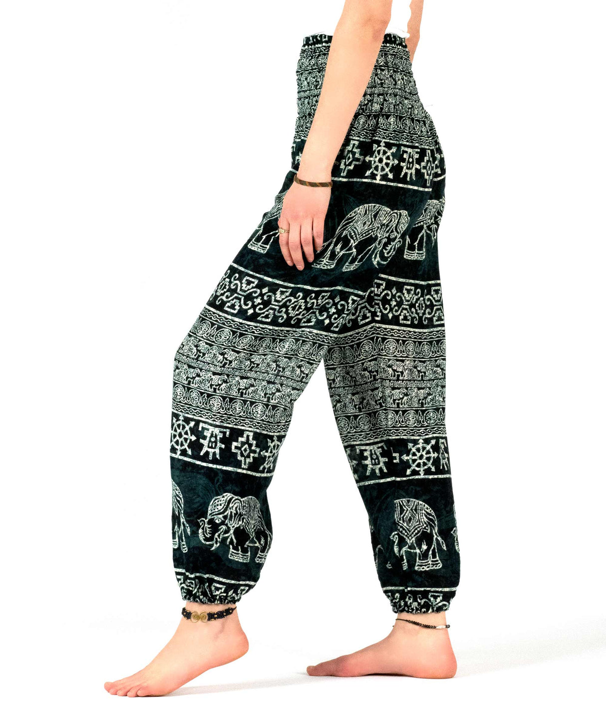 Haremshose Elefanten schwarz weiß - seitlich