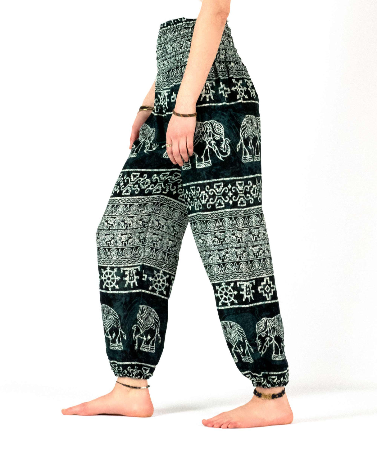 Haremshose Elefanten schwarz weiß - seitlich