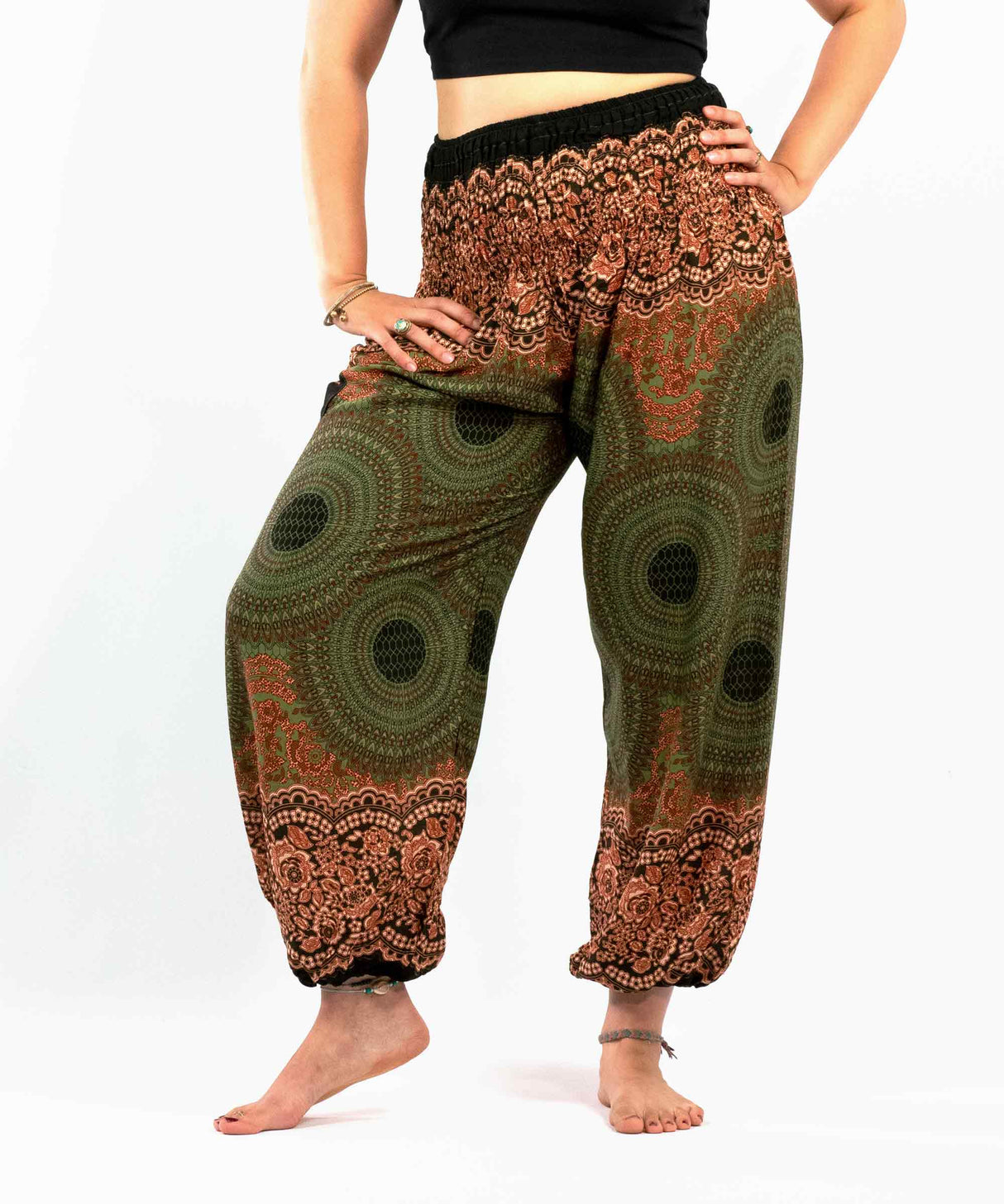 Haremshose Mandala grün orange XL