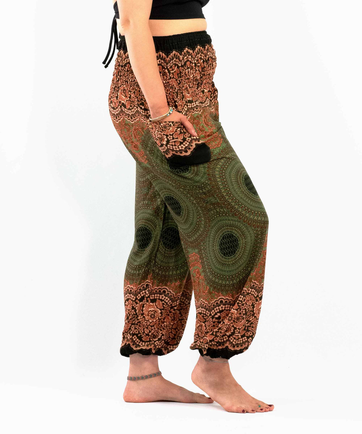 Haremshose Mandala grün orange XL