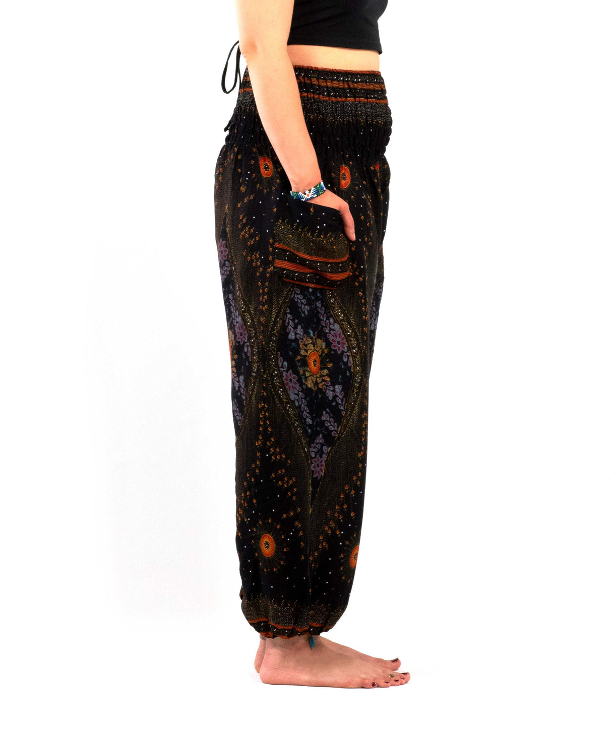 Haremshose XL orient Muster schwarz gold