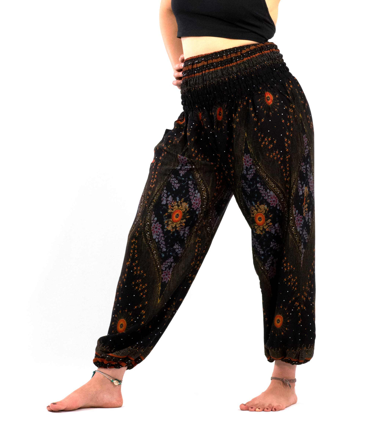 Haremshose XL orient Muster schwarz gold
