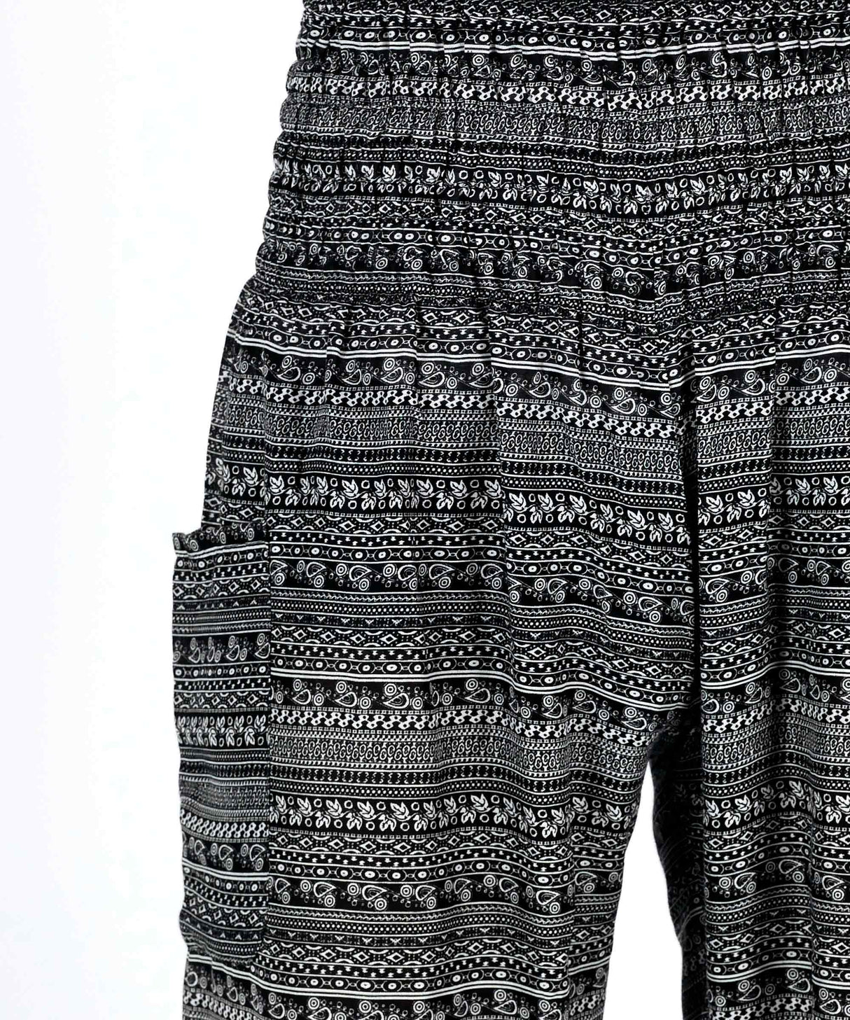 Haremshose ethno Muster schwarz weiß mit Tasche