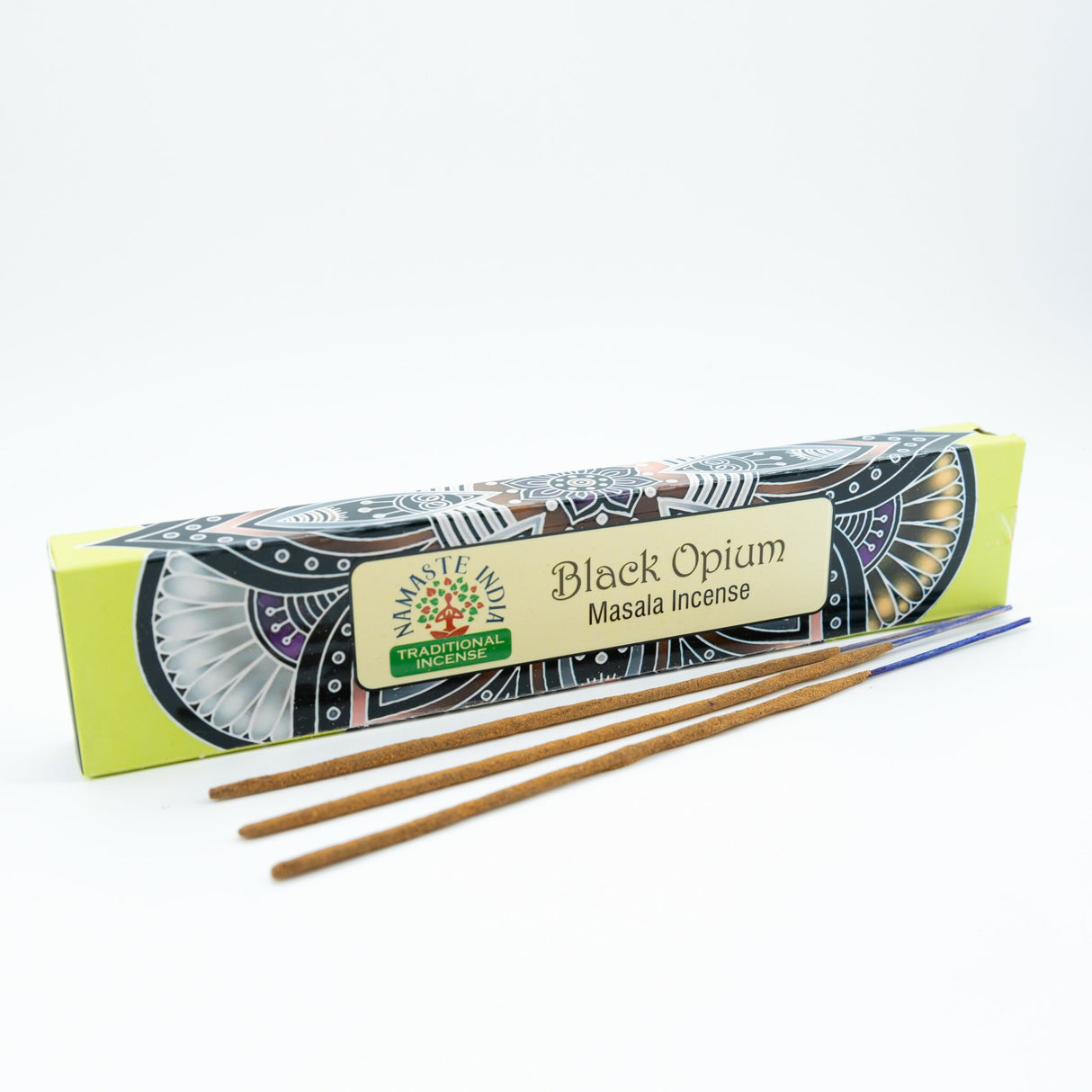 Indische Räucherstäbchen Black Opium von Namaste India 15g 16 Stäbchen