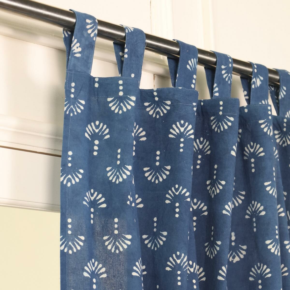 Indische Vorhänge Indigo blau mit blockdruck muster - 100% Baumwolle handgefertigt und fair gehandelt blickdicht aber lichtdurchlässig