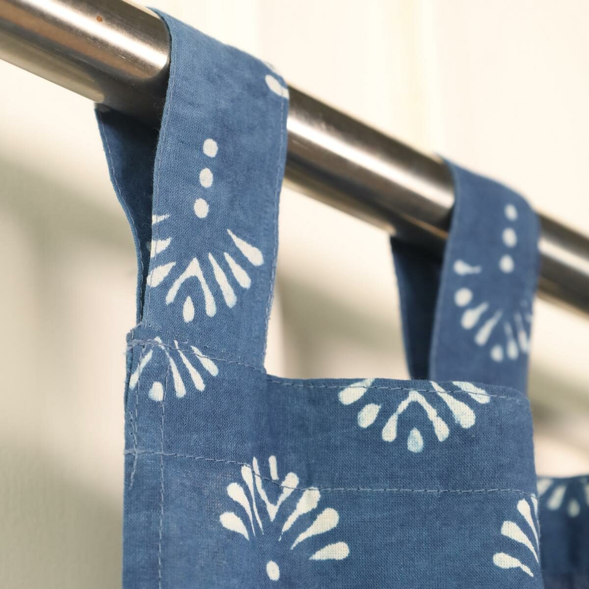 Indische Vorhänge Indigo blau mit blockdruck muster - 100% Baumwolle handgefertigt und fair gehandelt blickdicht aber lichtdurchlässig