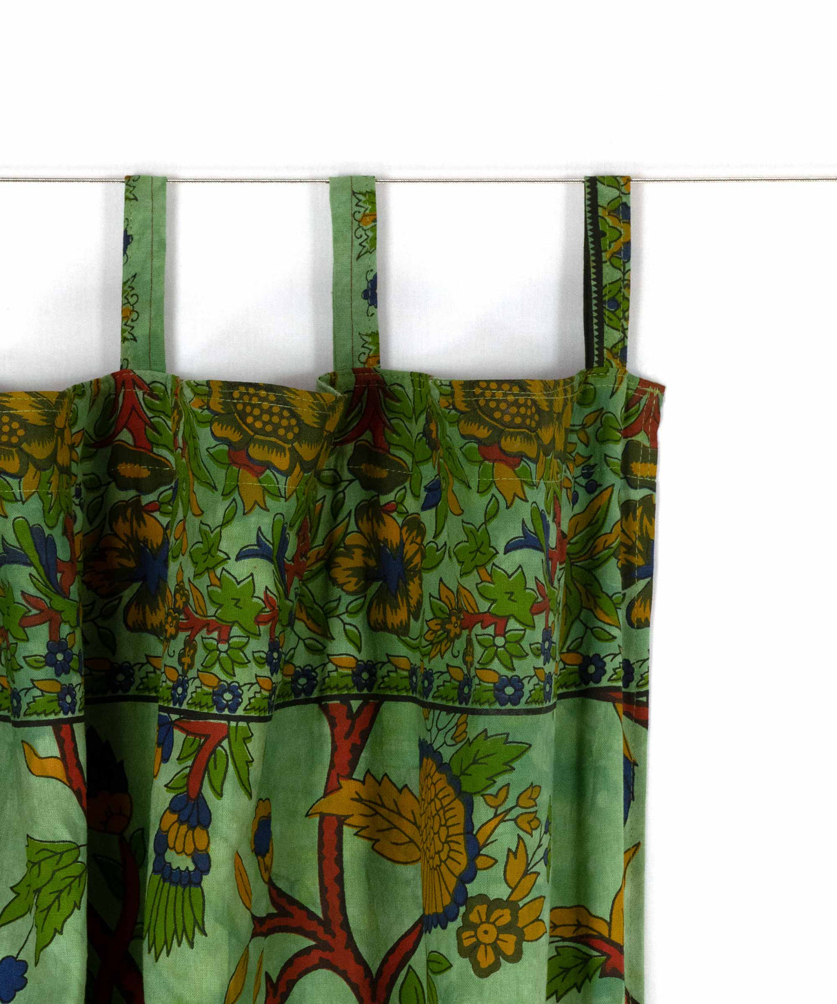 Indischer Vorhang Lebensbaum batik grün mit Schlaufen