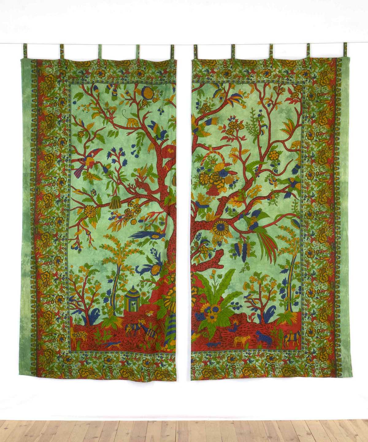 Indischer Vorhang Lebensbaum grün, Baum des Lebens Gardinen