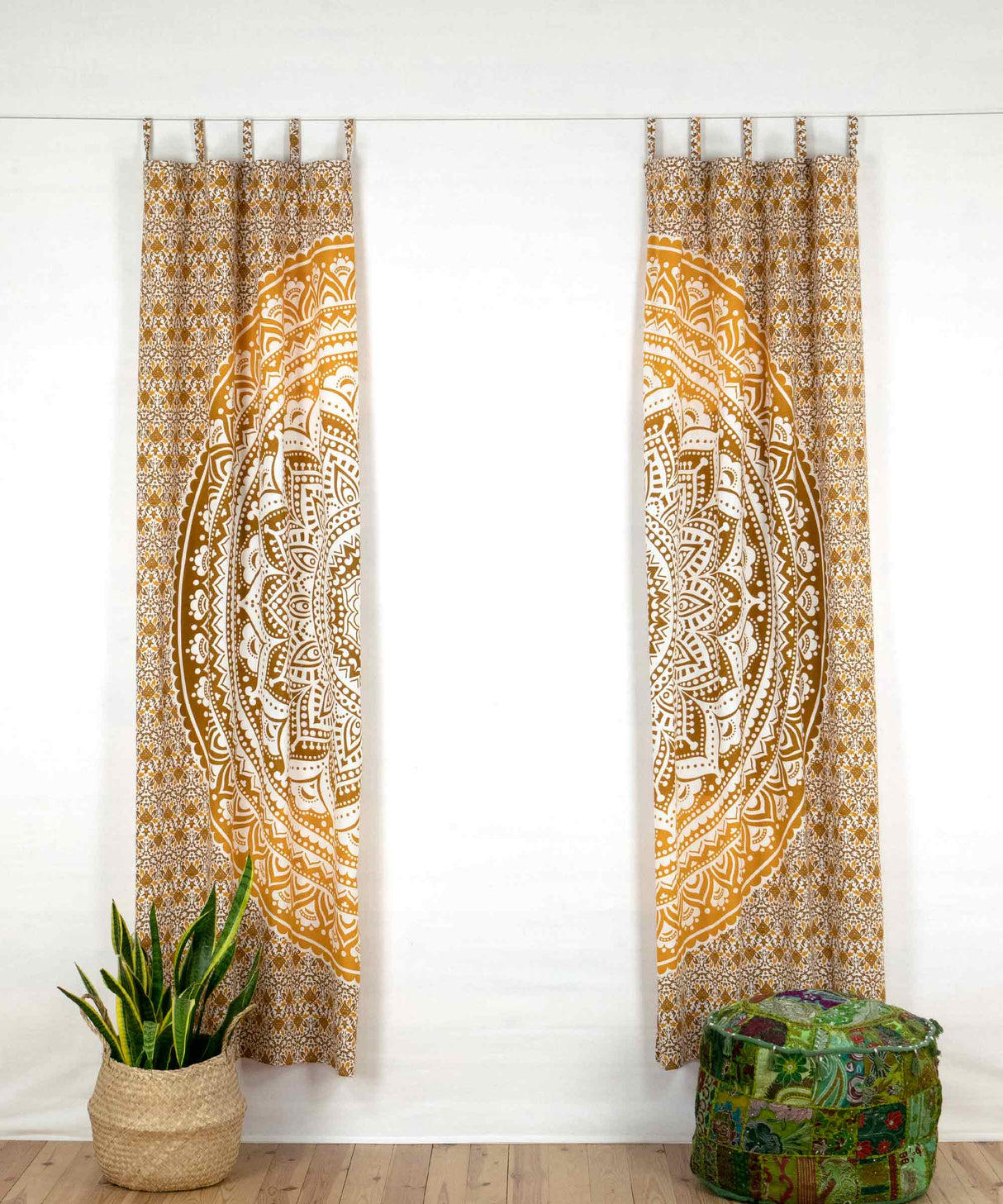 Indischer Vorhang Ombre Mandala ocker braun