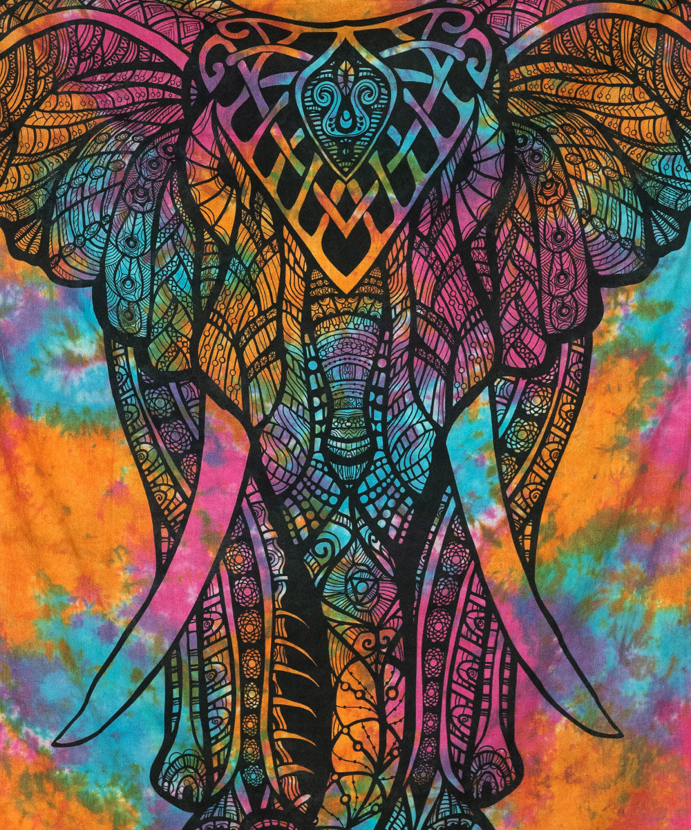 Großes Wandtuch mit Elefant in bunt