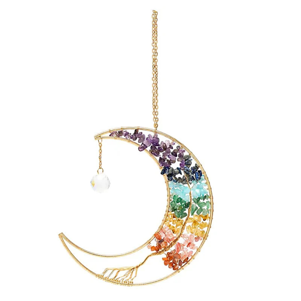 Sonnenfänger Mond & Lebensbaum mit Chakra-Steinen