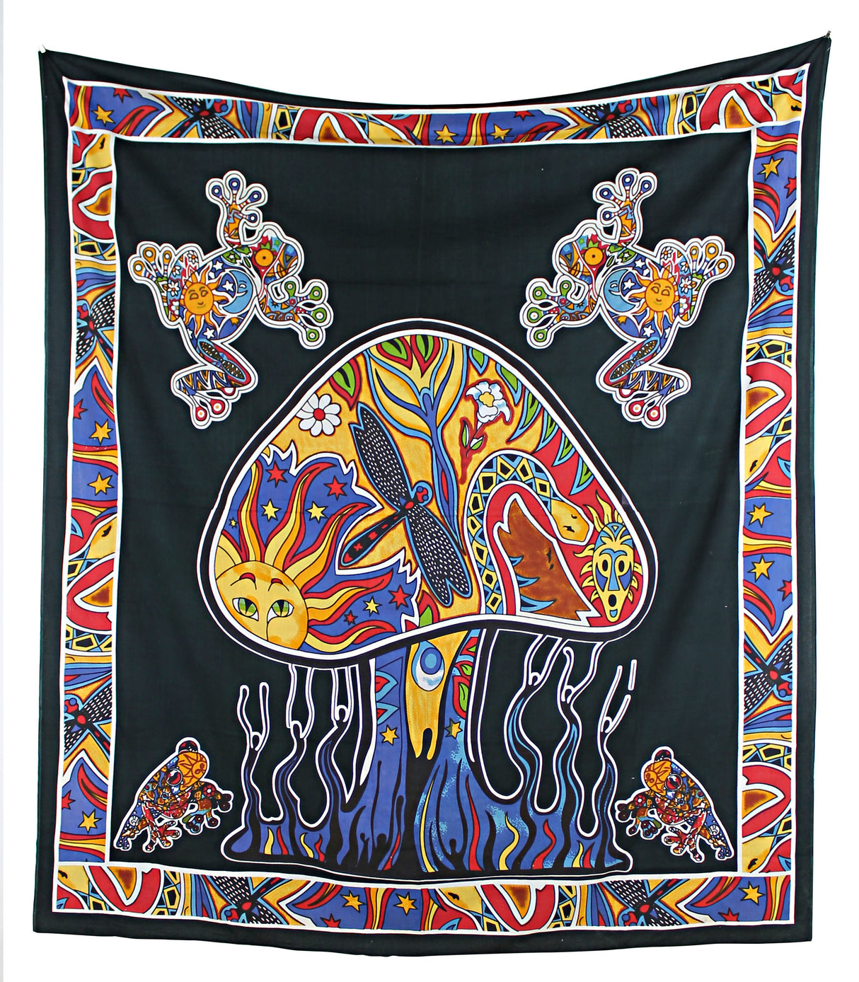 Wandtuch Magischer Pilz schwarz bunt