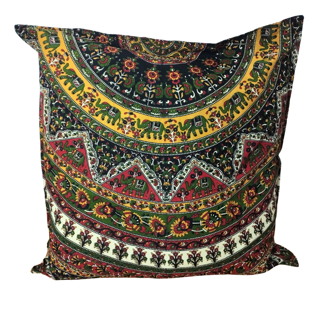 Kissenbezug Stern Mandala grün braun rot 80x80 cm
