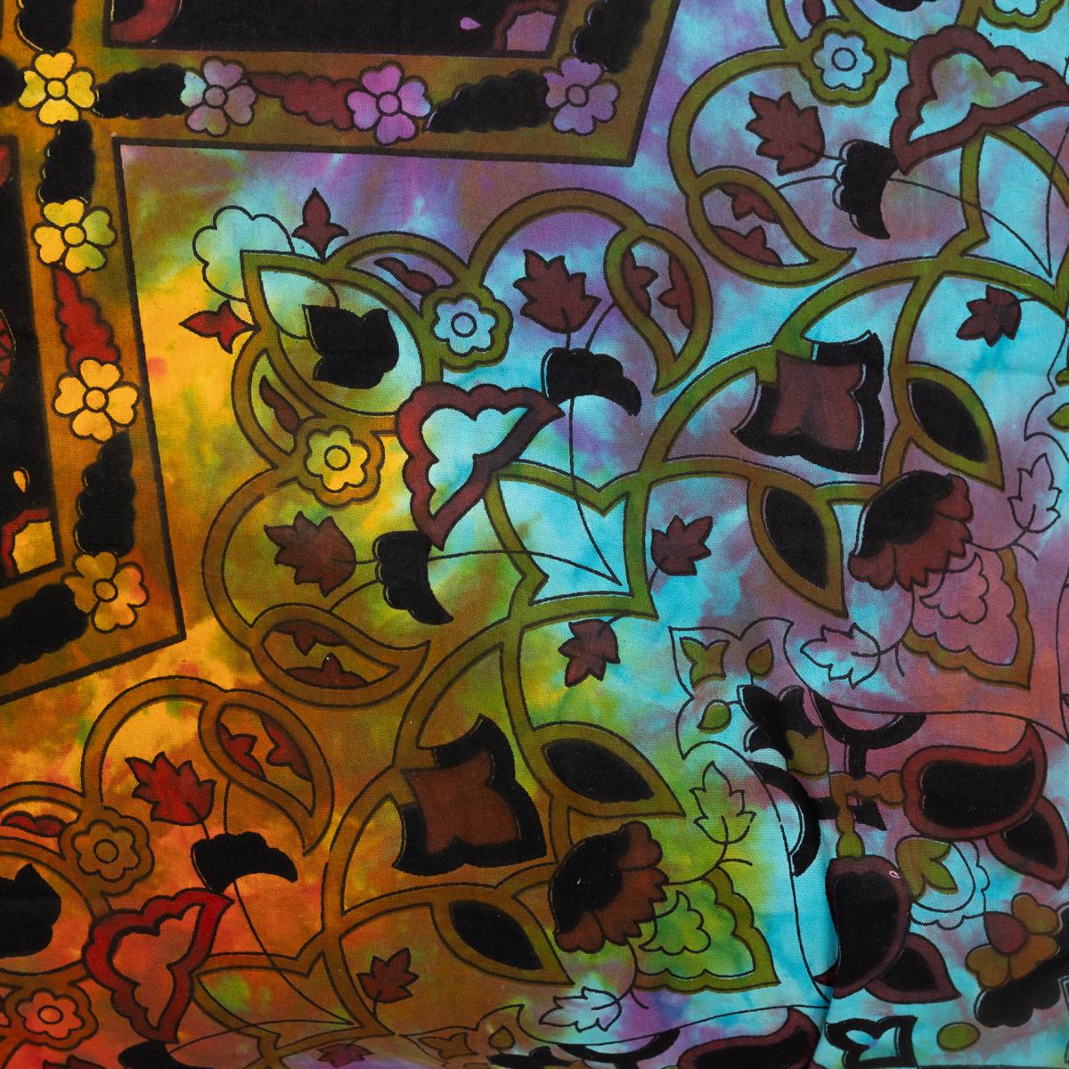 Kopfkissen 80x80 cm mit Reissverschluss Bezug für Stern Mandala batik bunt mit Elefanten