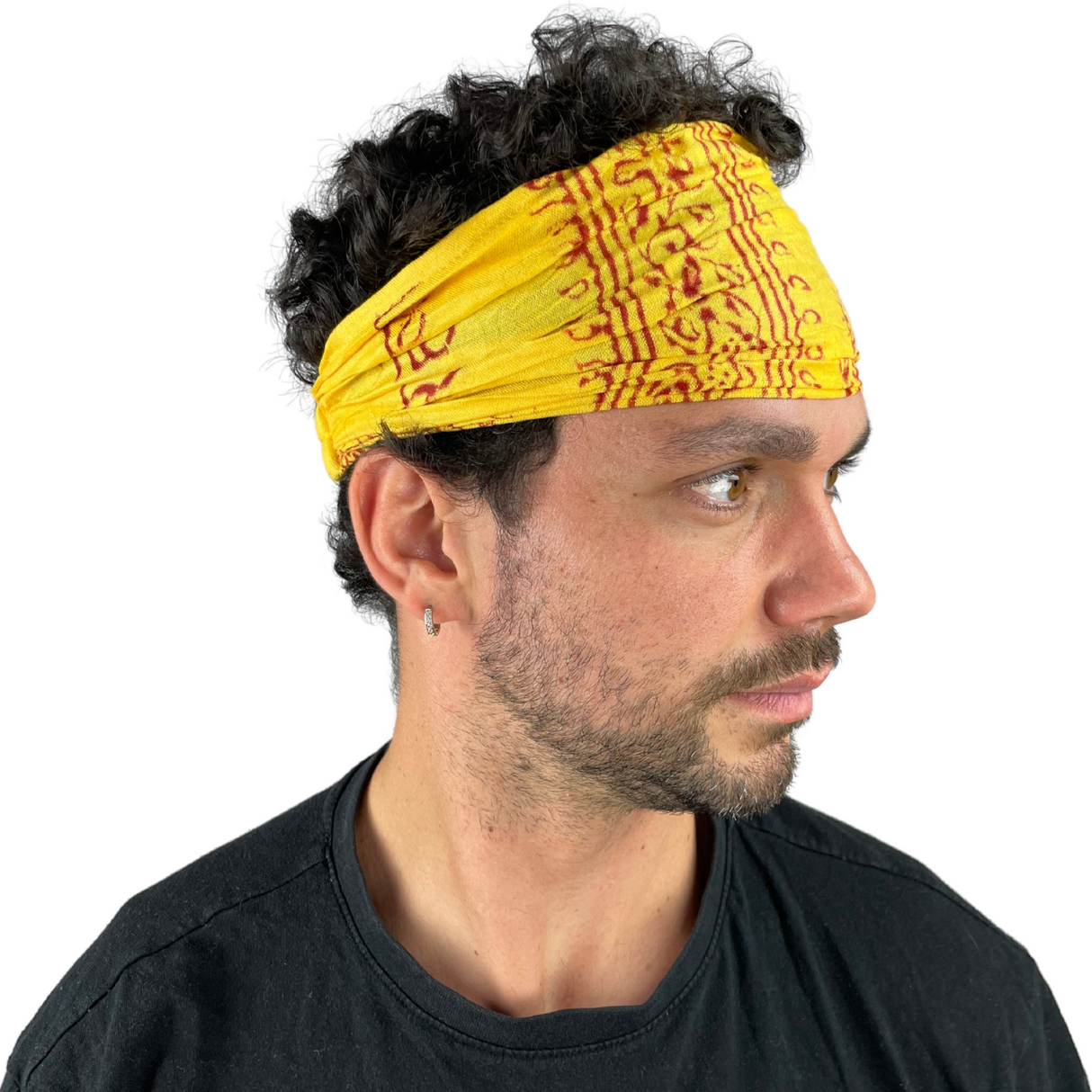 Haarband mit Om Zeichen Gelb – flexibles Stirnband aus Stoff