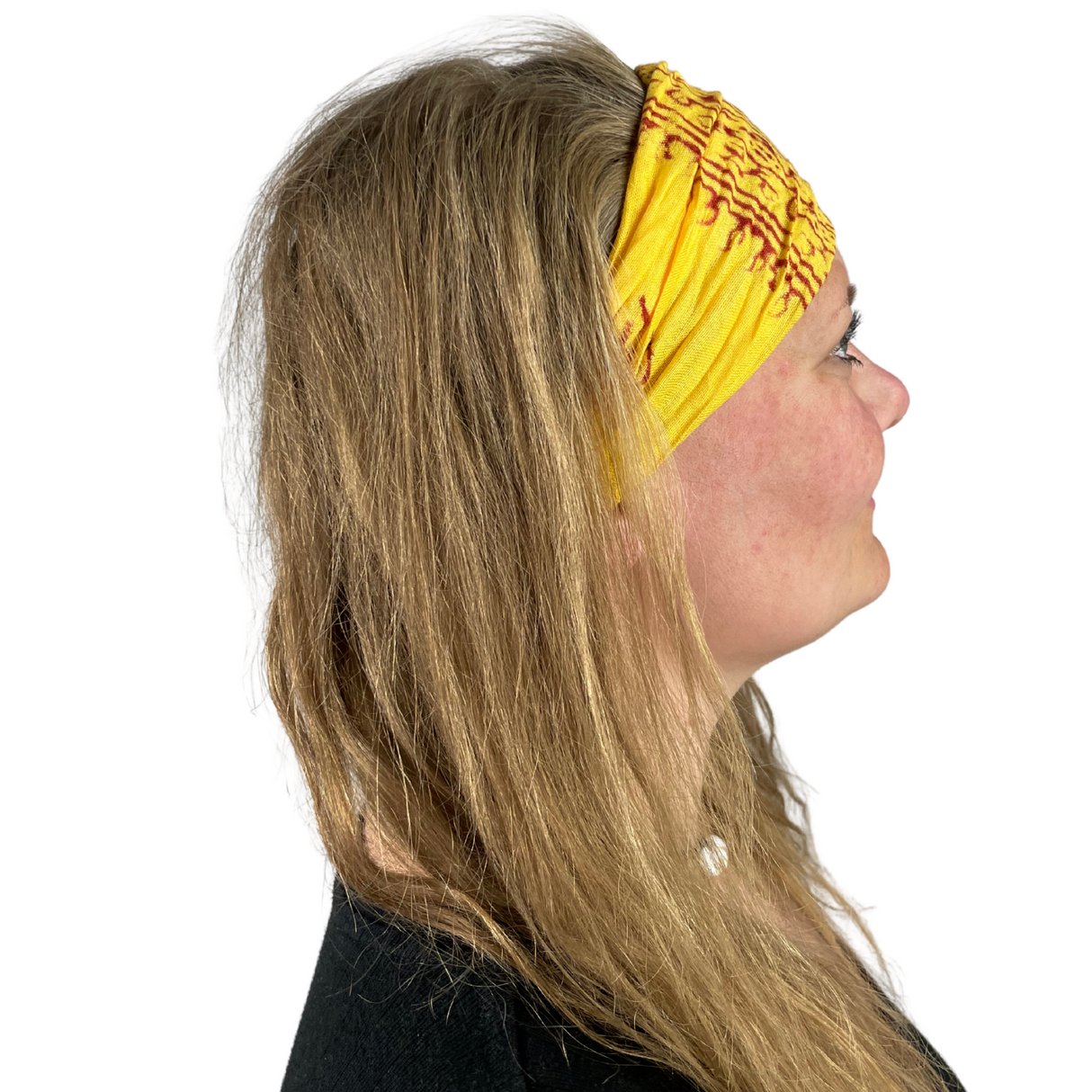 Haarband mit Om Zeichen Gelb – flexibles Stirnband aus Stoff