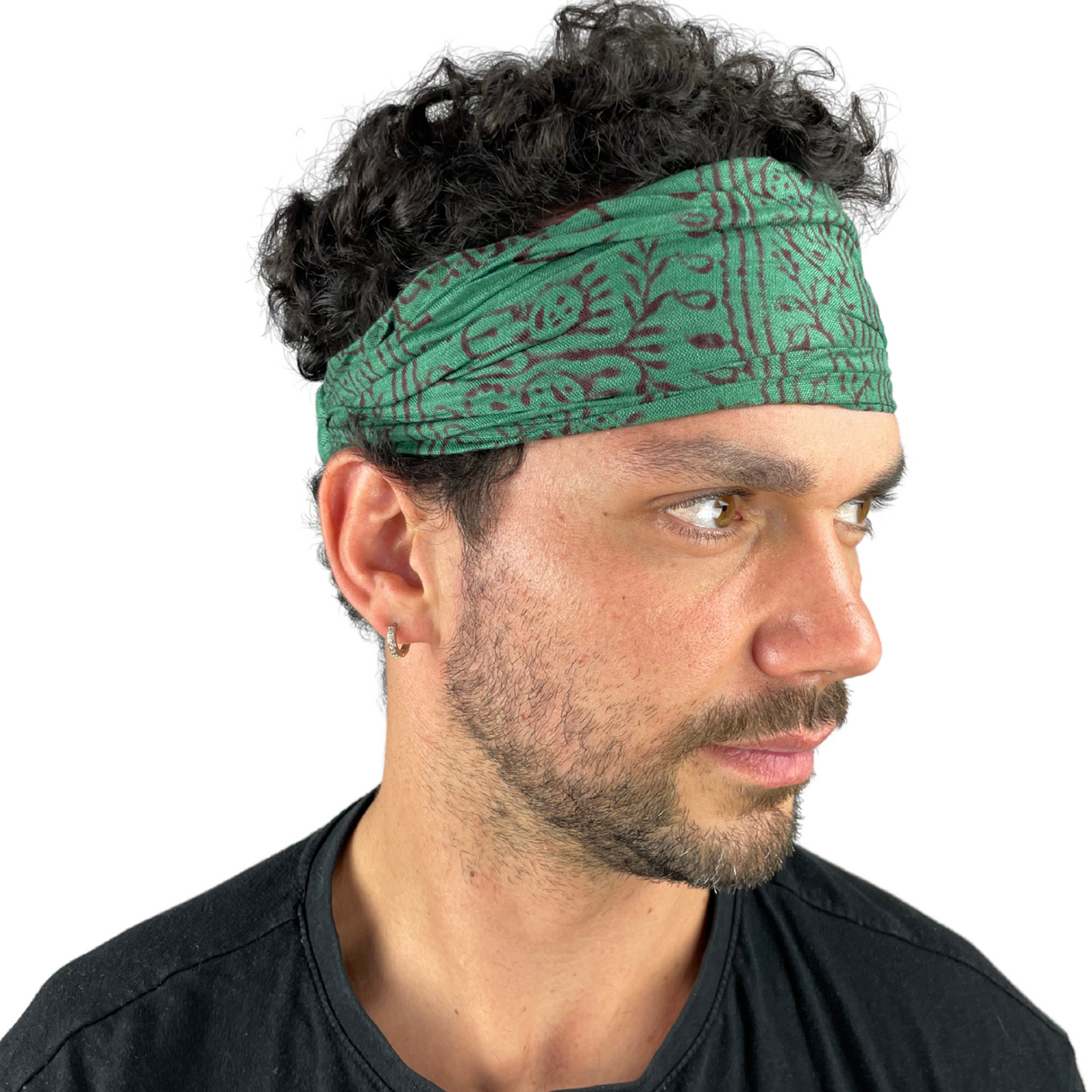 Haarband mit Om Zeichen Grün – flexibles Stirnband aus Stoff