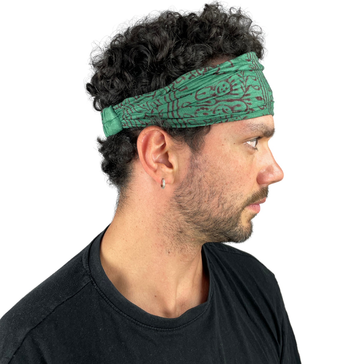 Haarband mit Om Zeichen Grün – flexibles Stirnband aus Stoff