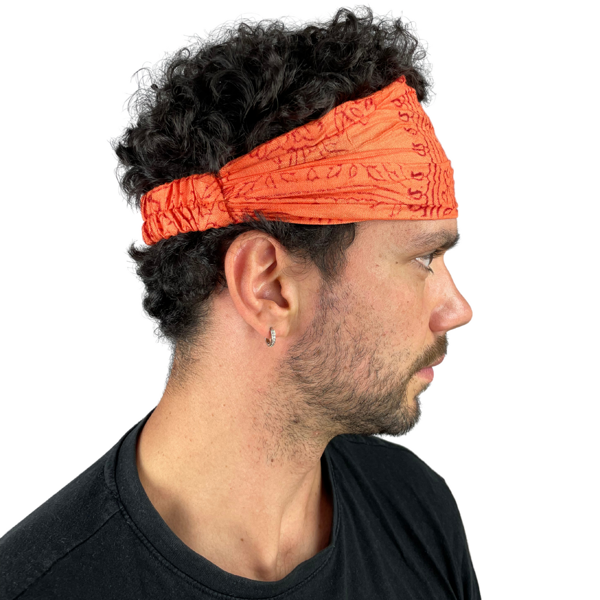 Haarband mit Om Zeichen Orange – flexibles Stirnband aus Stoff
