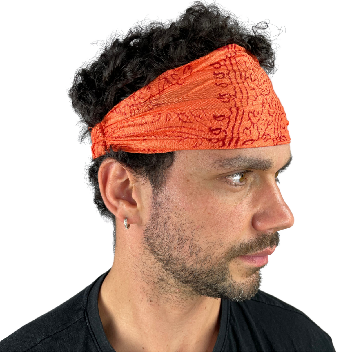 Haarband mit Om Zeichen Orange – flexibles Stirnband aus Stoff
