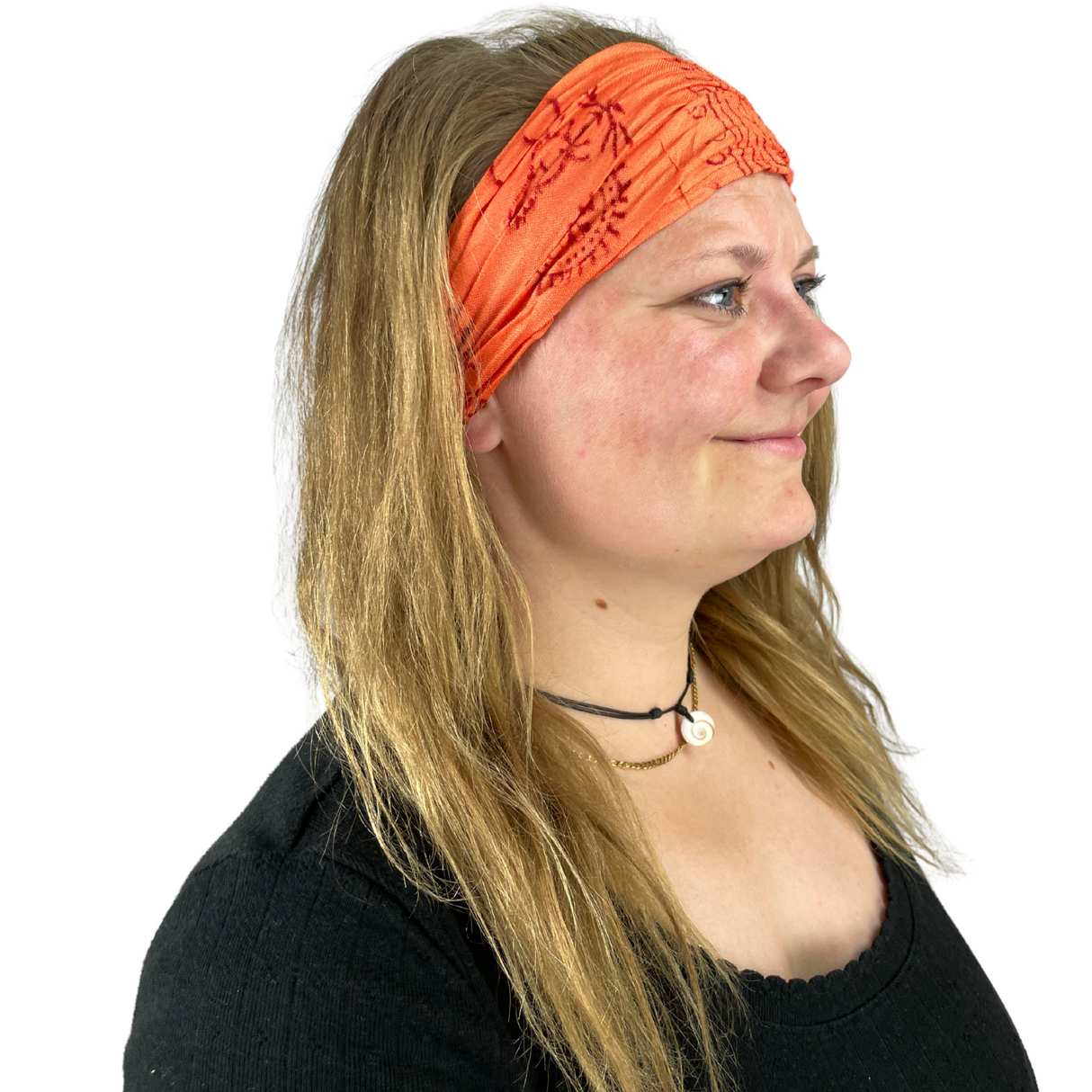 Haarband mit Om Zeichen Orange – flexibles Stirnband aus Stoff