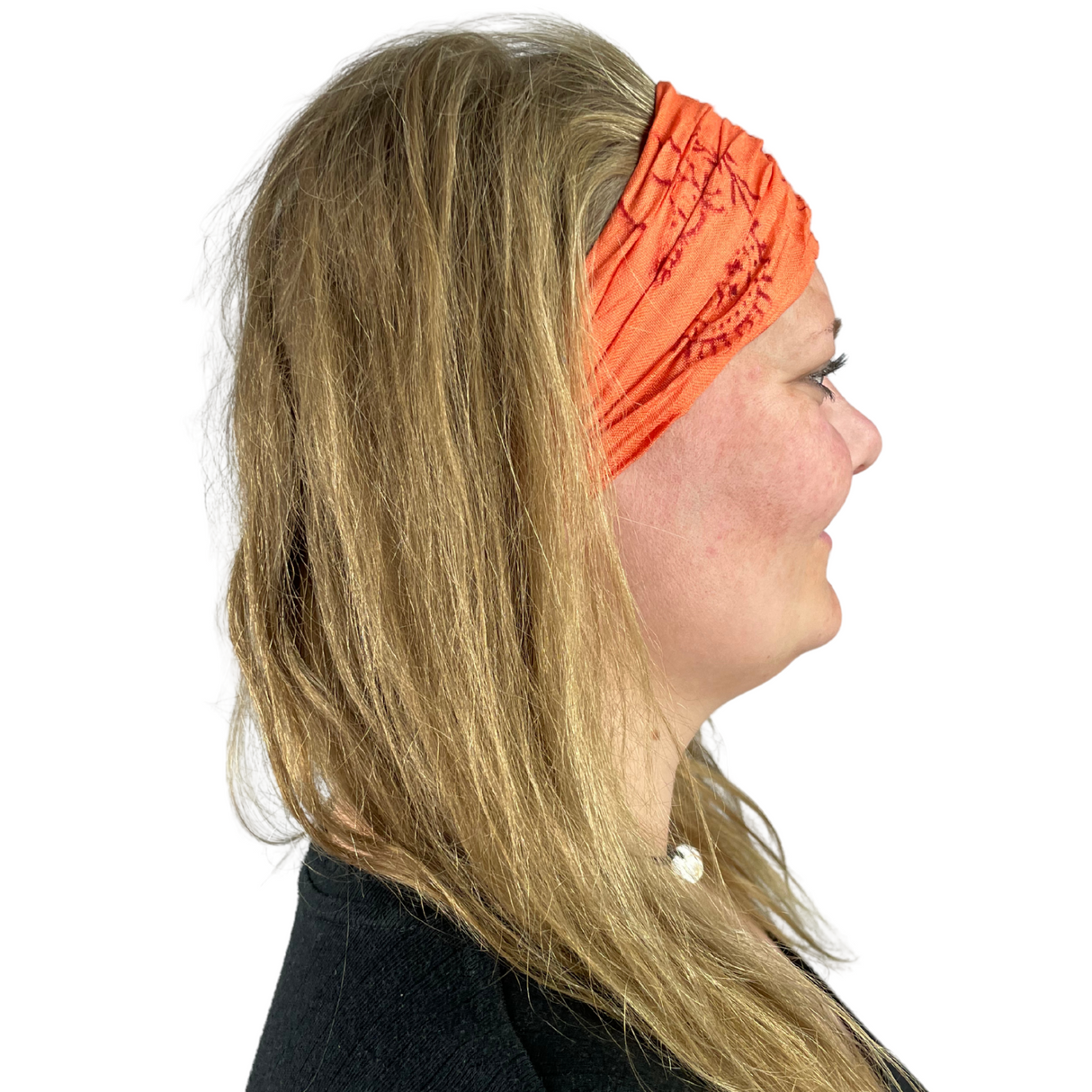 Haarband mit Om Zeichen Orange – flexibles Stirnband aus Stoff