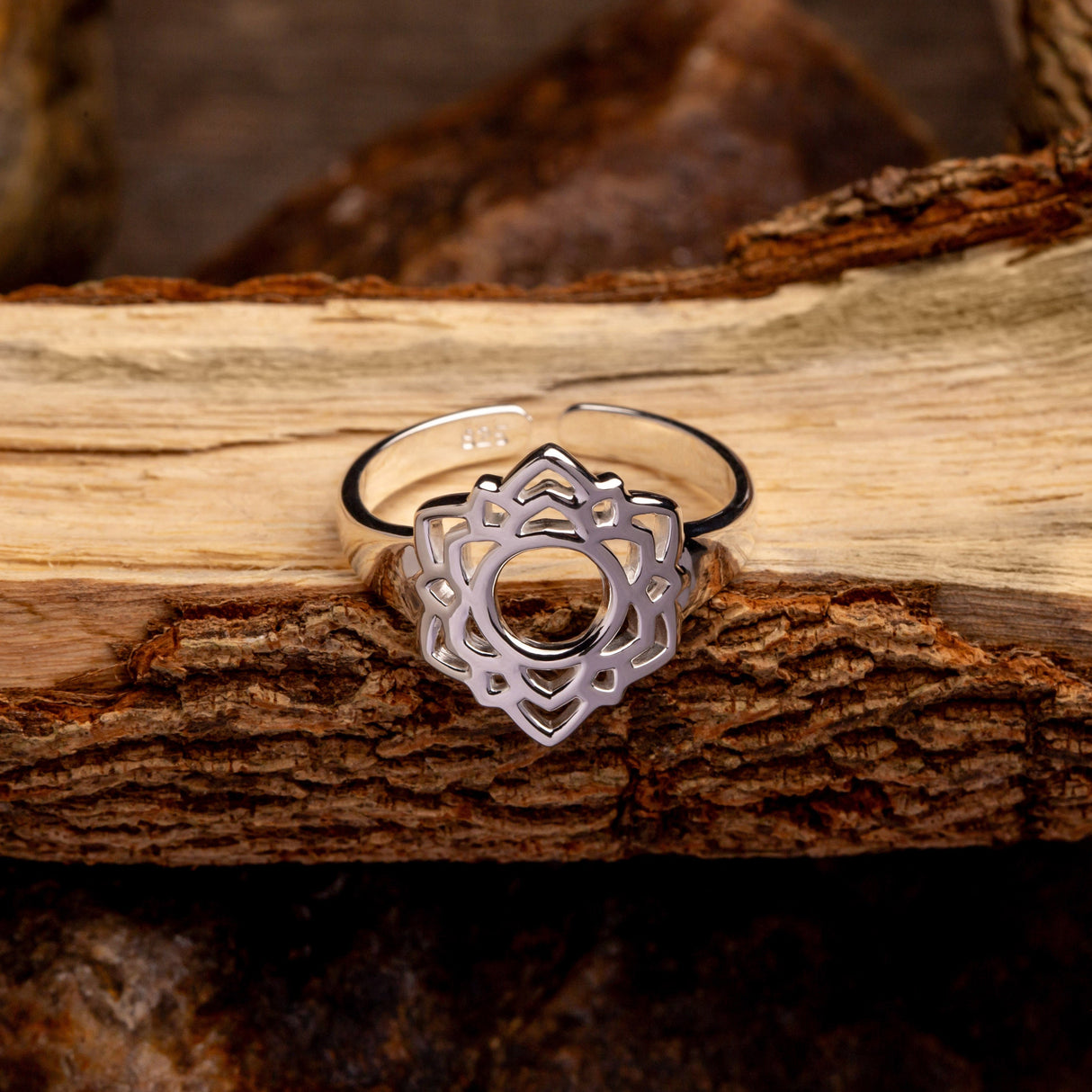 Kronen Chakra Ring aus 925er Silber, Größenverstellbar
