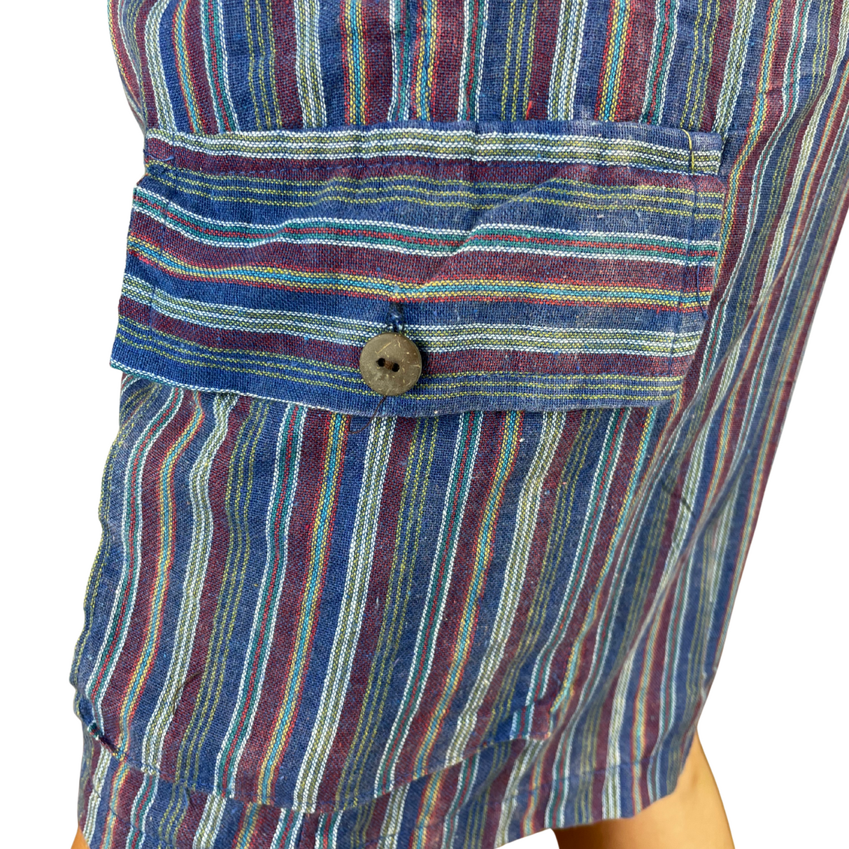 Kurze Hose Fischerstoff Stil blau Unisex alternative Mode aus Nepal Hippiestyle fair gehandelt von Karmandala