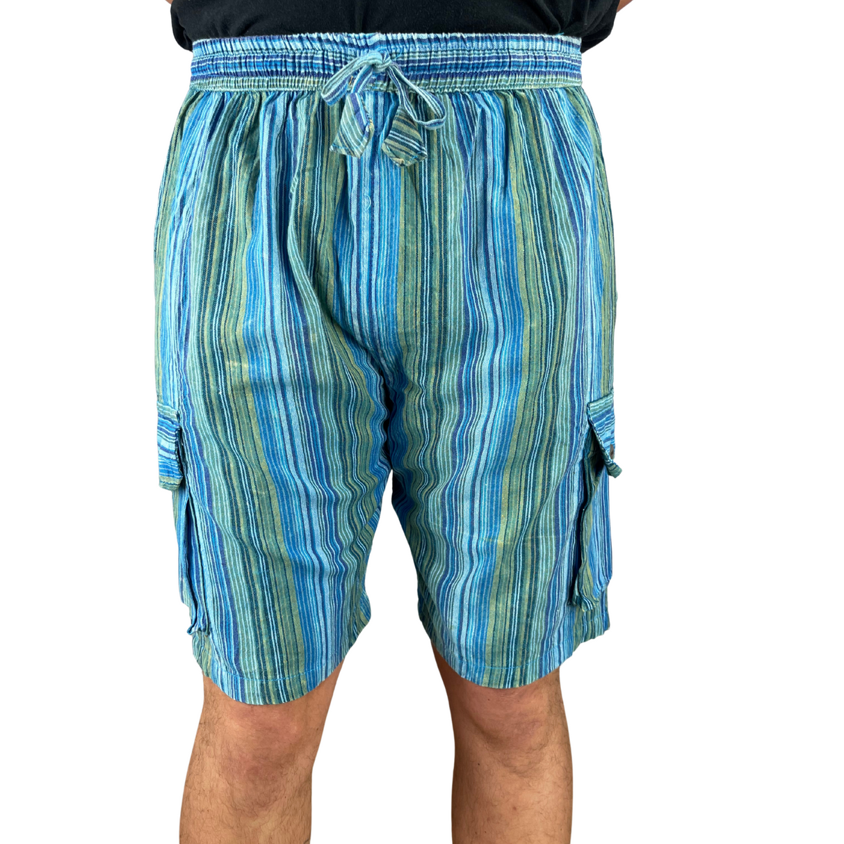 Kurze Hippie Hose Fischerstoff Stil türkis Unisex alternative Mode aus Nepal Hippiestyle fair gehandelt von Karmandala