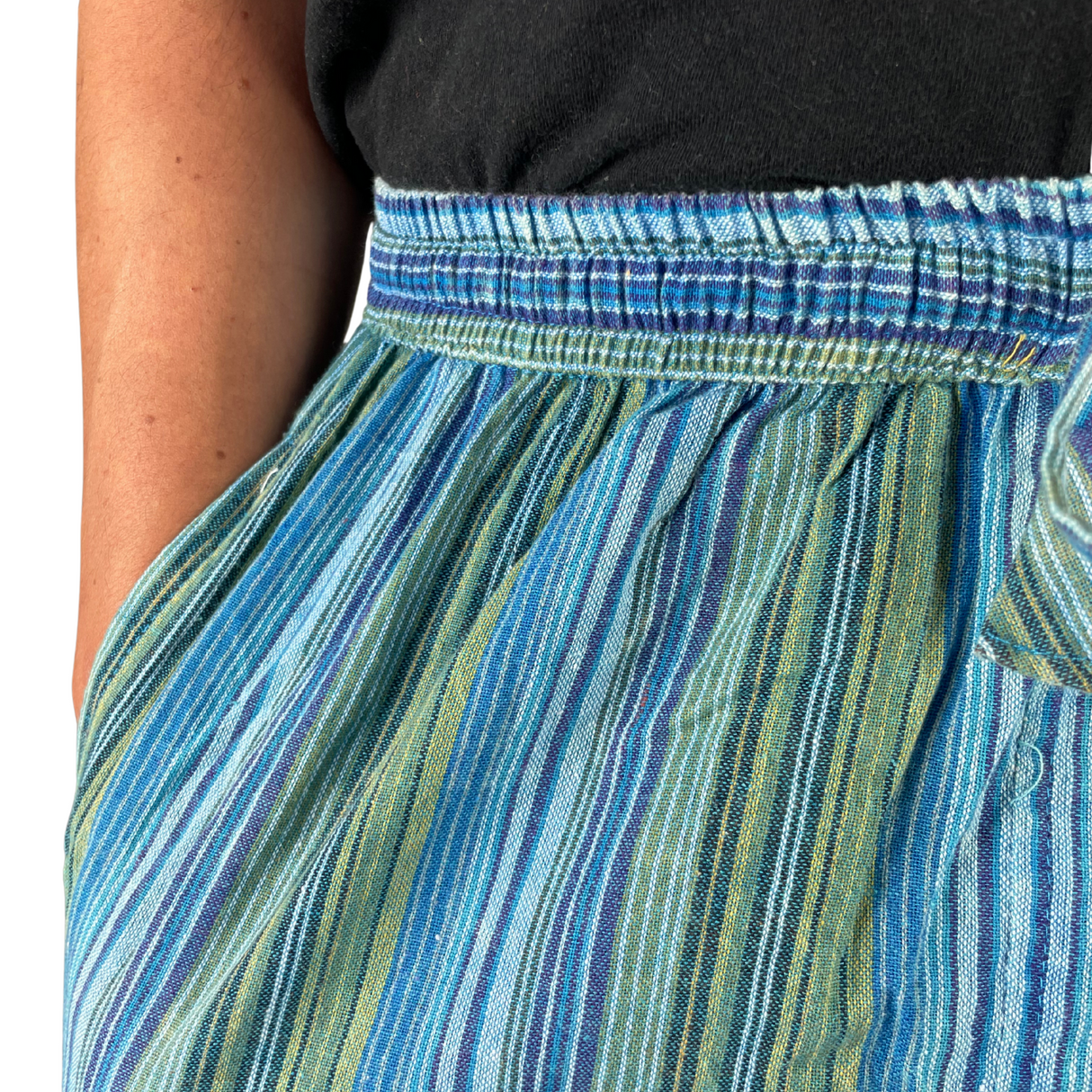 Kurze Hippie Hose Fischerstoff Stil türkis Unisex alternative Mode aus Nepal Hippiestyle fair gehandelt von Karmandala