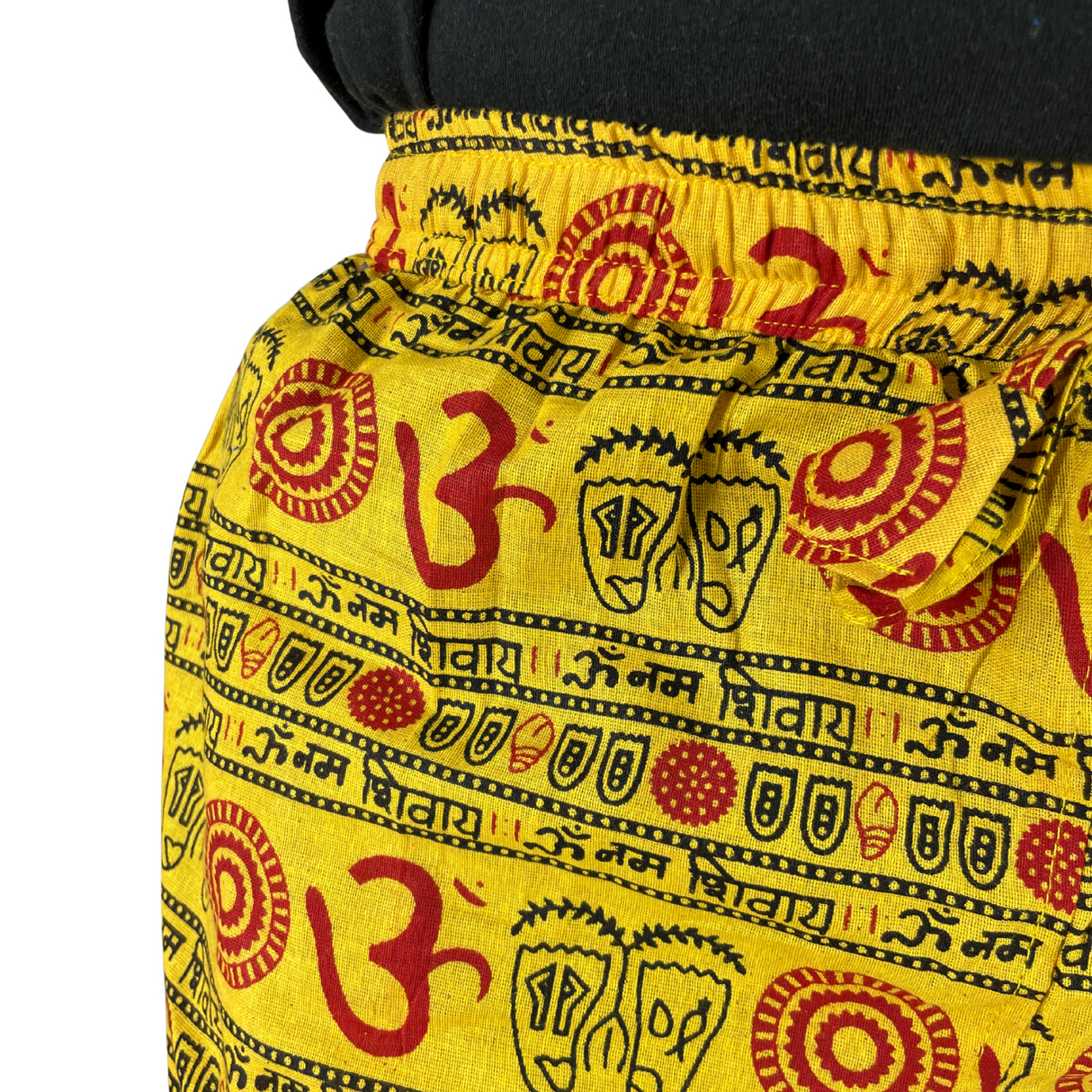 Kurze Sommerhose Gelb Om Zeichen Shorts indische Kleidung fair gehandelt